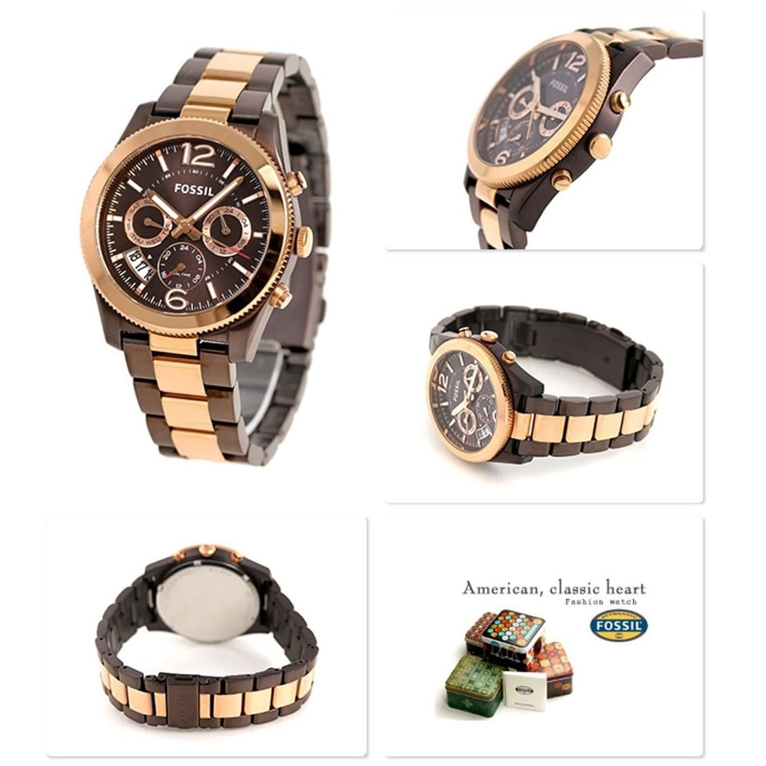 RELOJ FOSSIL ES4283 BICOLOR ACERO INOXIDABLE