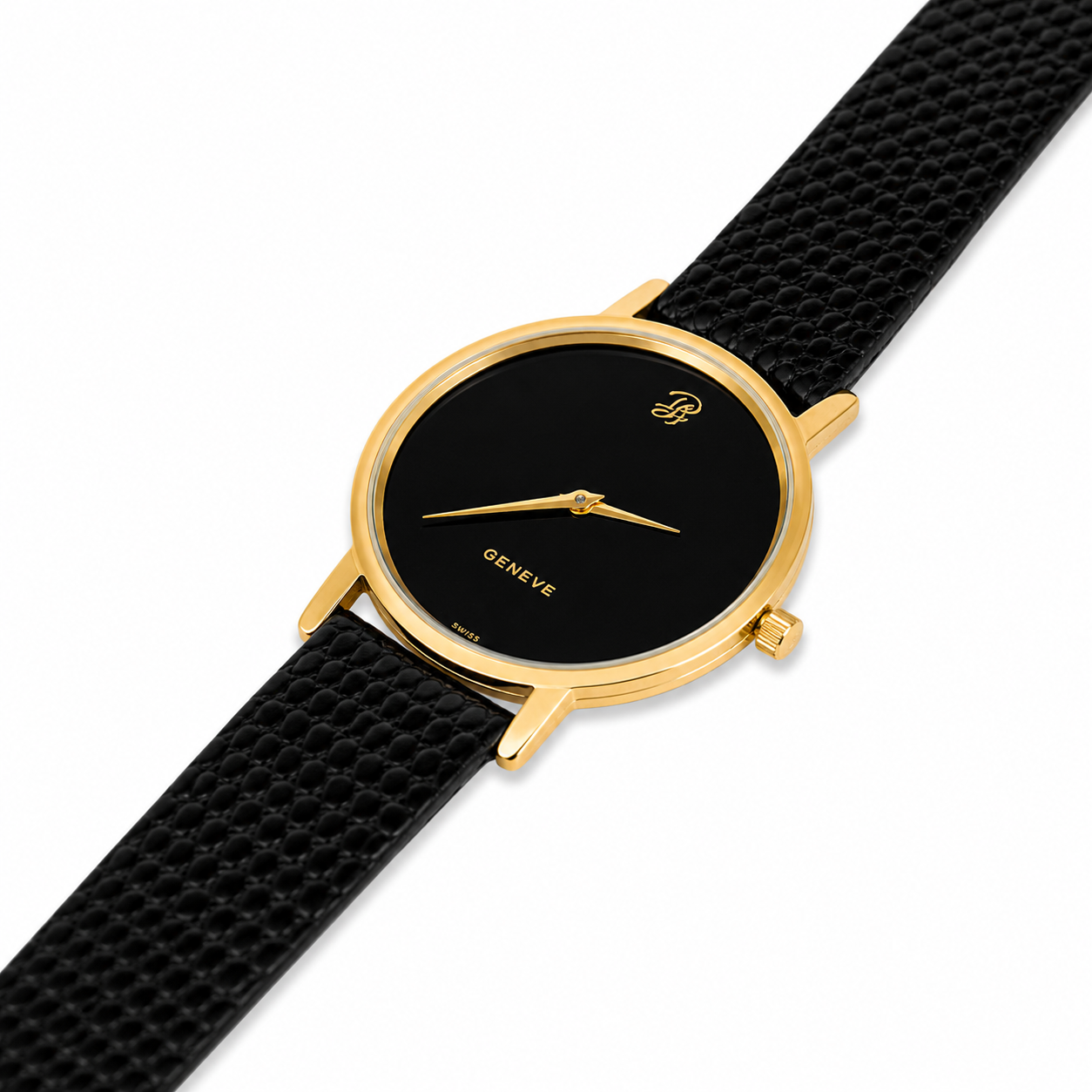 Philippe Amiel M1429 AZ Reloj para Hombre Negro y Dorado con Correa de Cuero