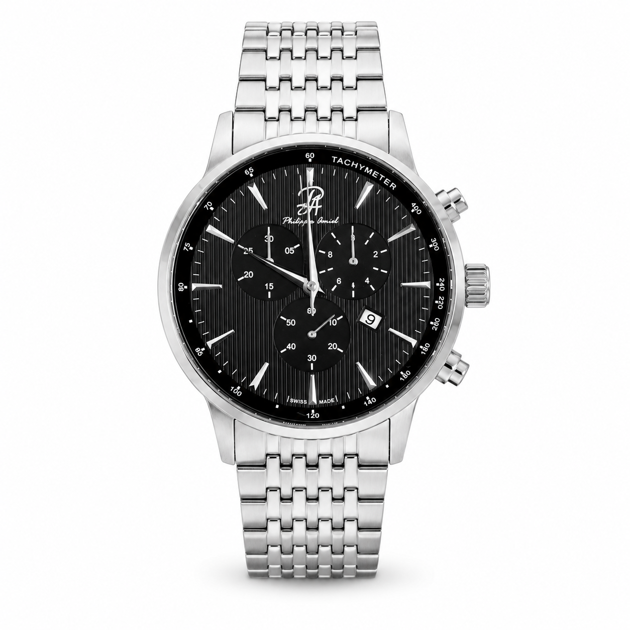 Philippe Amiel PA-0195 Reloj para Hombre Acero Inoxidable Negro