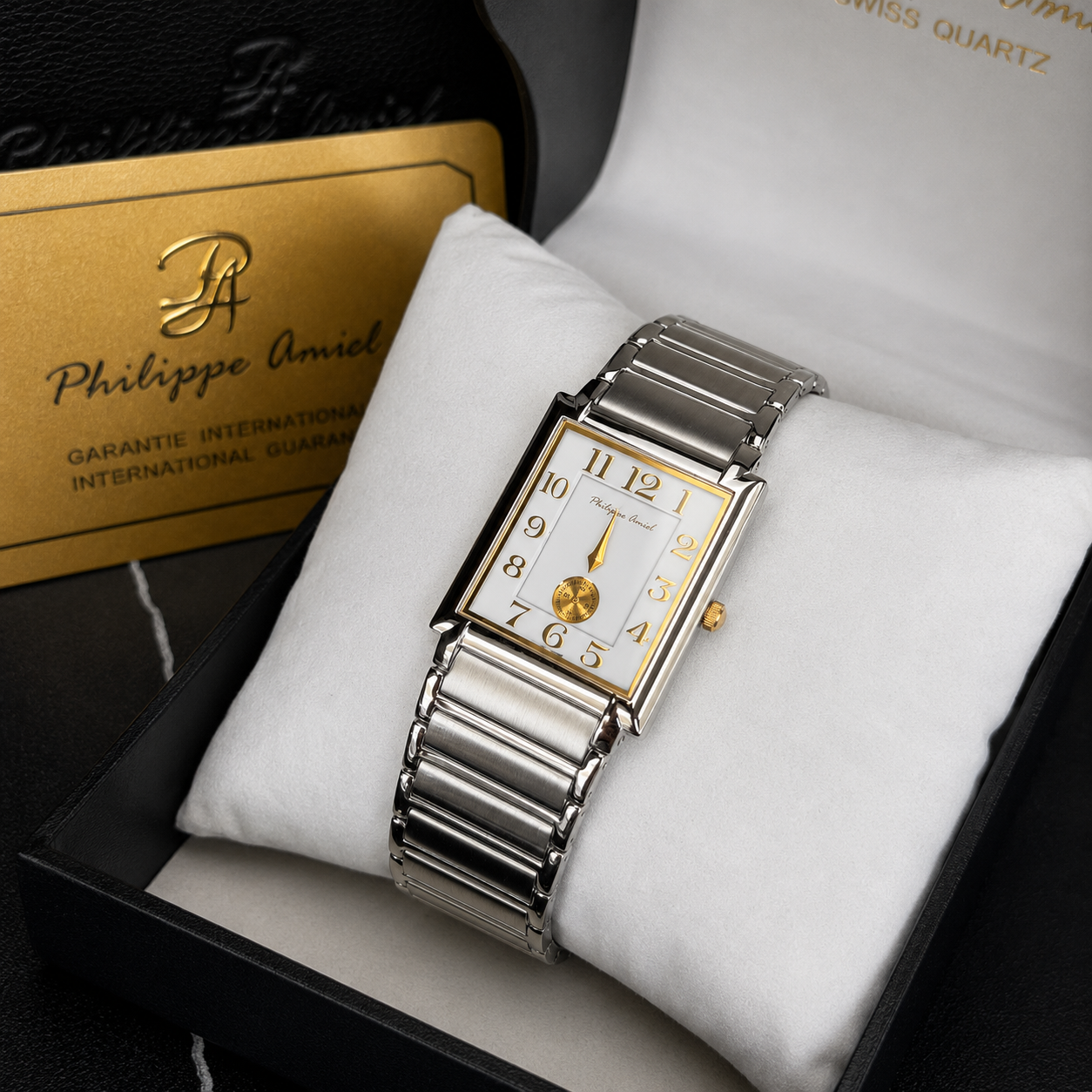 Philippe Amiel M6340 Reloj para Hombre Acero Inoxidable Rectangular Plateado | Time Home