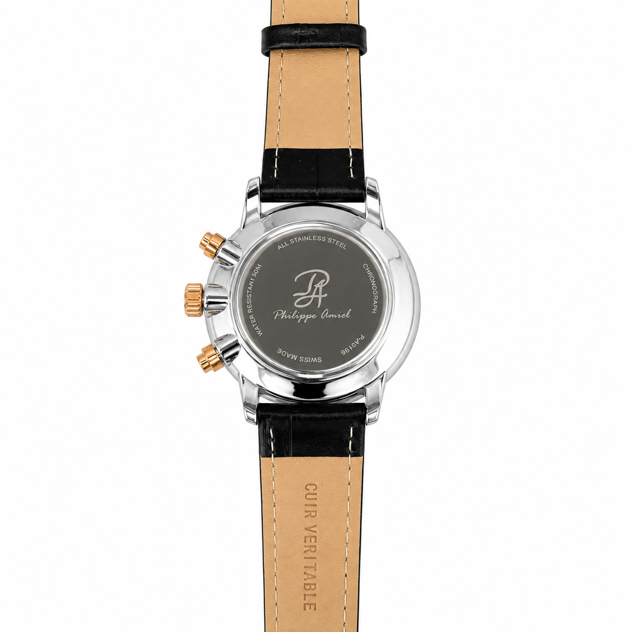 Philippe Amiel P-A0196 Reloj para Hombre Cronógrafo Acero Bicolor Negro