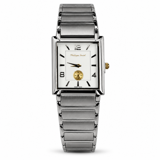 Philippe Amiel Reloj para Hombre Acero Inoxidable Rectangular Plateado