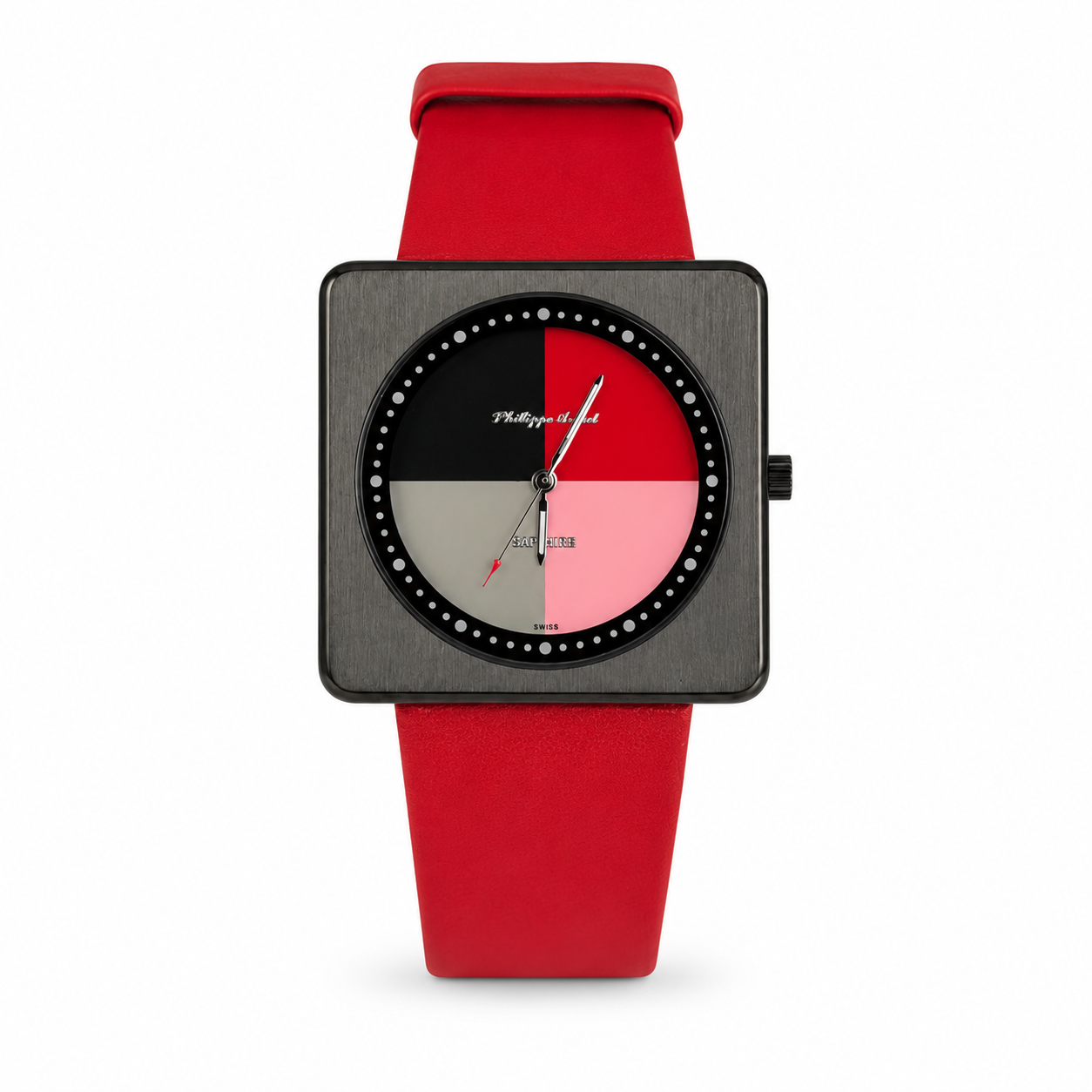 Philippe Amiel M1448 AZ Reloj para Unisex Negro Rojo Acero Inoxidable