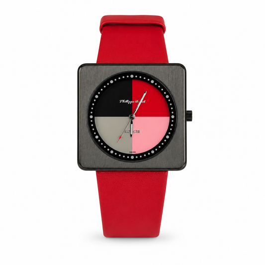 Philippe Amiel M1448 AZ Reloj para Unisex Negro Rojo Acero Inoxidable