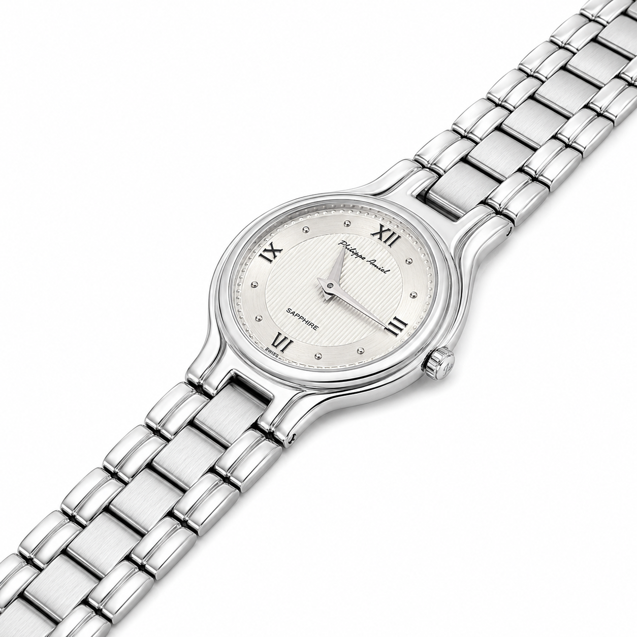 Philippe Amiel F6328 Reloj para Mujer Acero Inoxidable Plateado Esfera Blanca