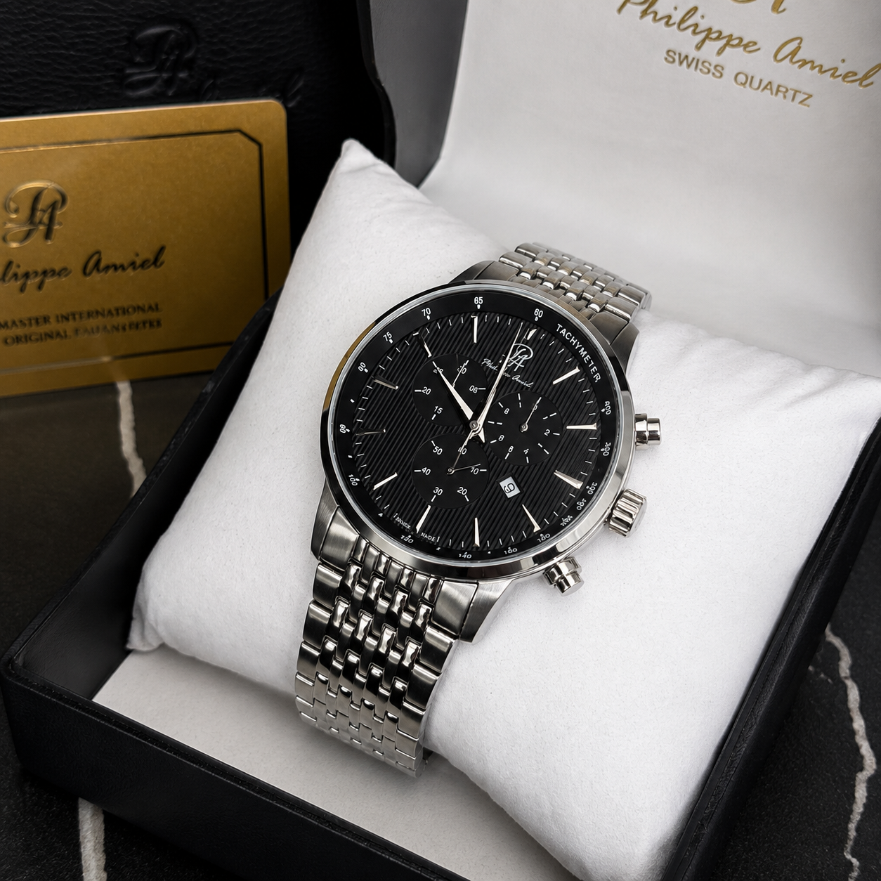 Philippe Amiel PA-0195 Reloj para Hombre Acero Inoxidable Negro