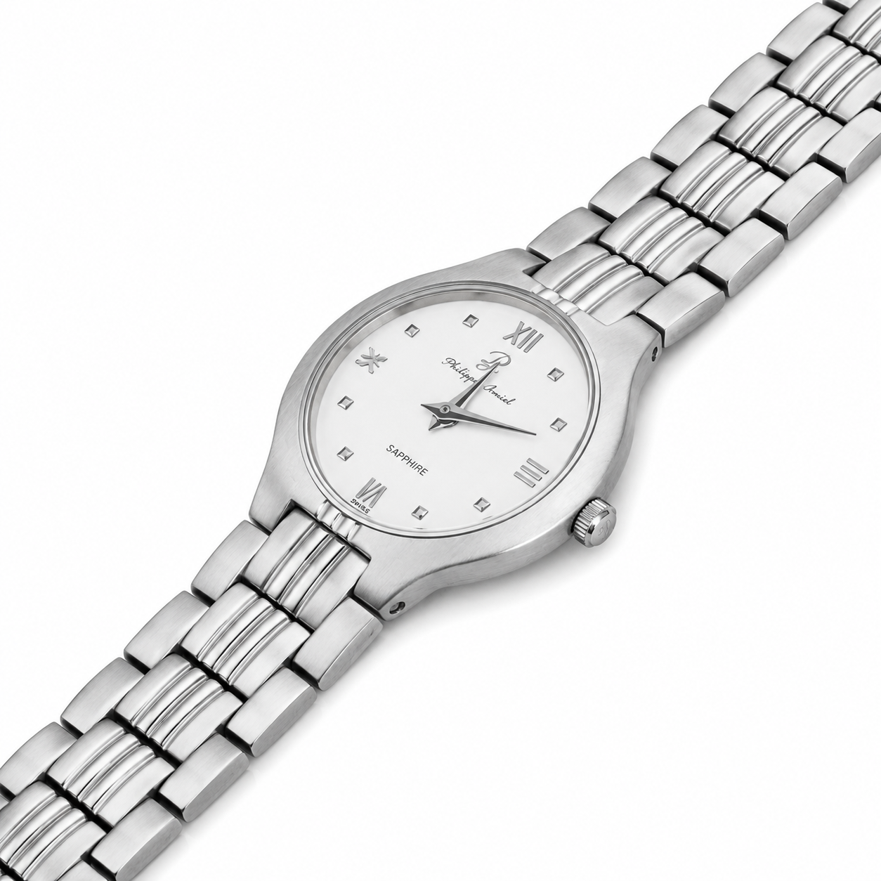 Philippe Amiel F6031 Reloj para Mujer Acero Inoxidable Plateado Esfera Blanca
