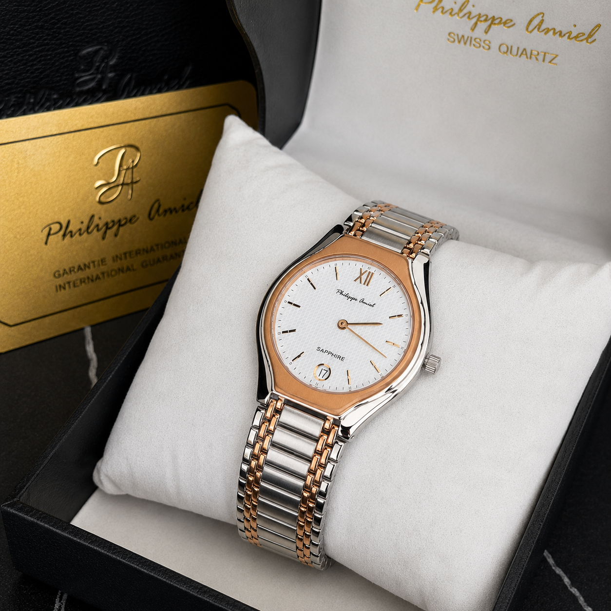 Philippe Amiel M6239 AZ Reloj para Hombre Acero Inoxidable Bicolor Oro Rosa