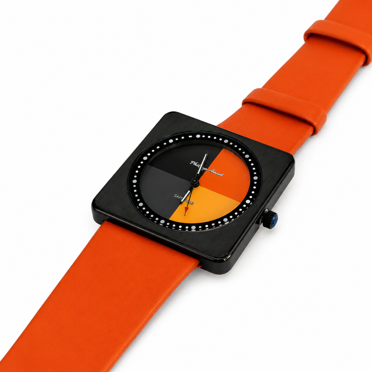 Philippe Amiel M1448 AZ Reloj para Unisex Negro Naranja Acero Inoxidable