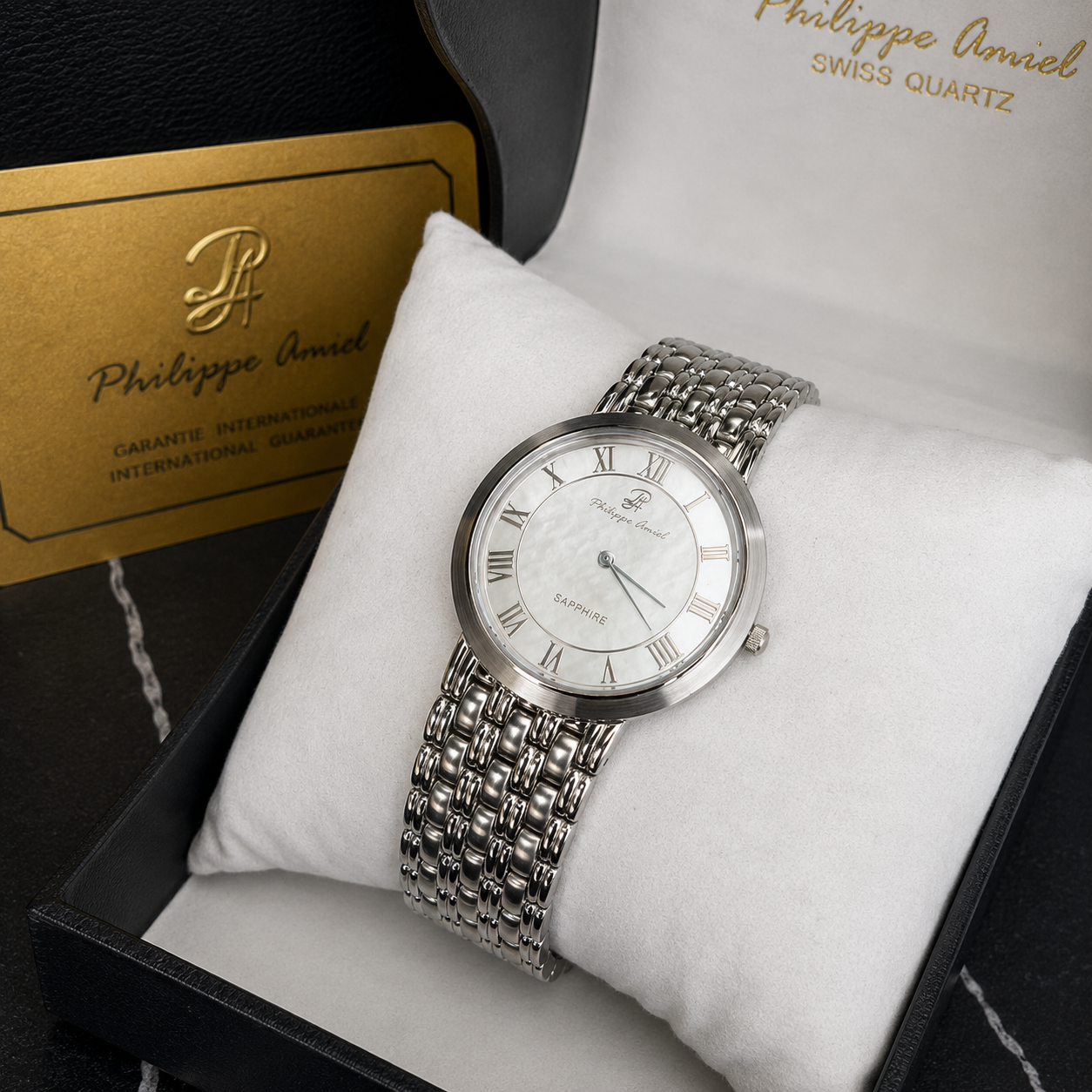 Philippe Amiel M6320 AZ Reloj para Hombre Acero Inoxidable Esfera Nácar