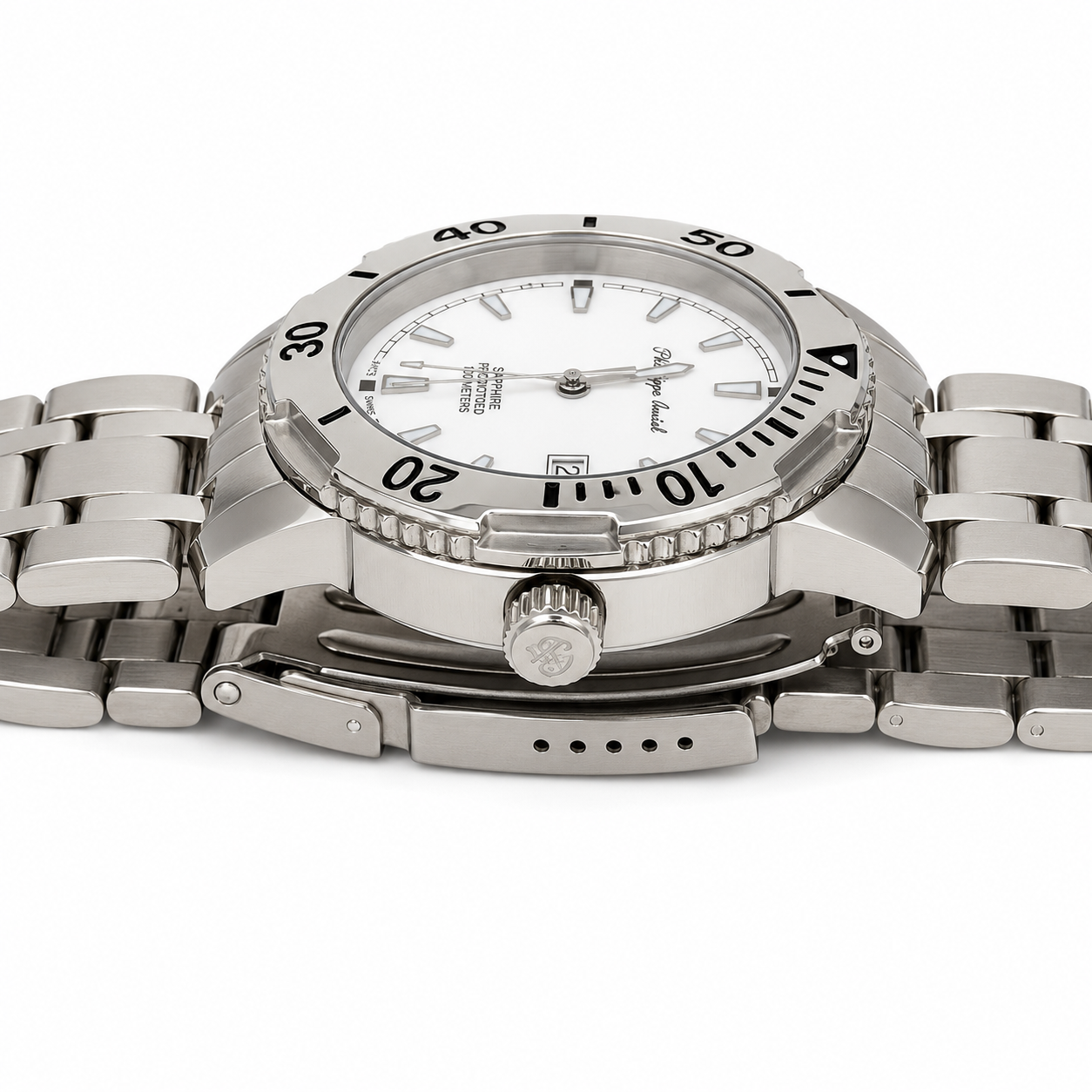 Philippe Amiel M6318 Reloj para Hombre Acero Inoxidable Esfera Blanca