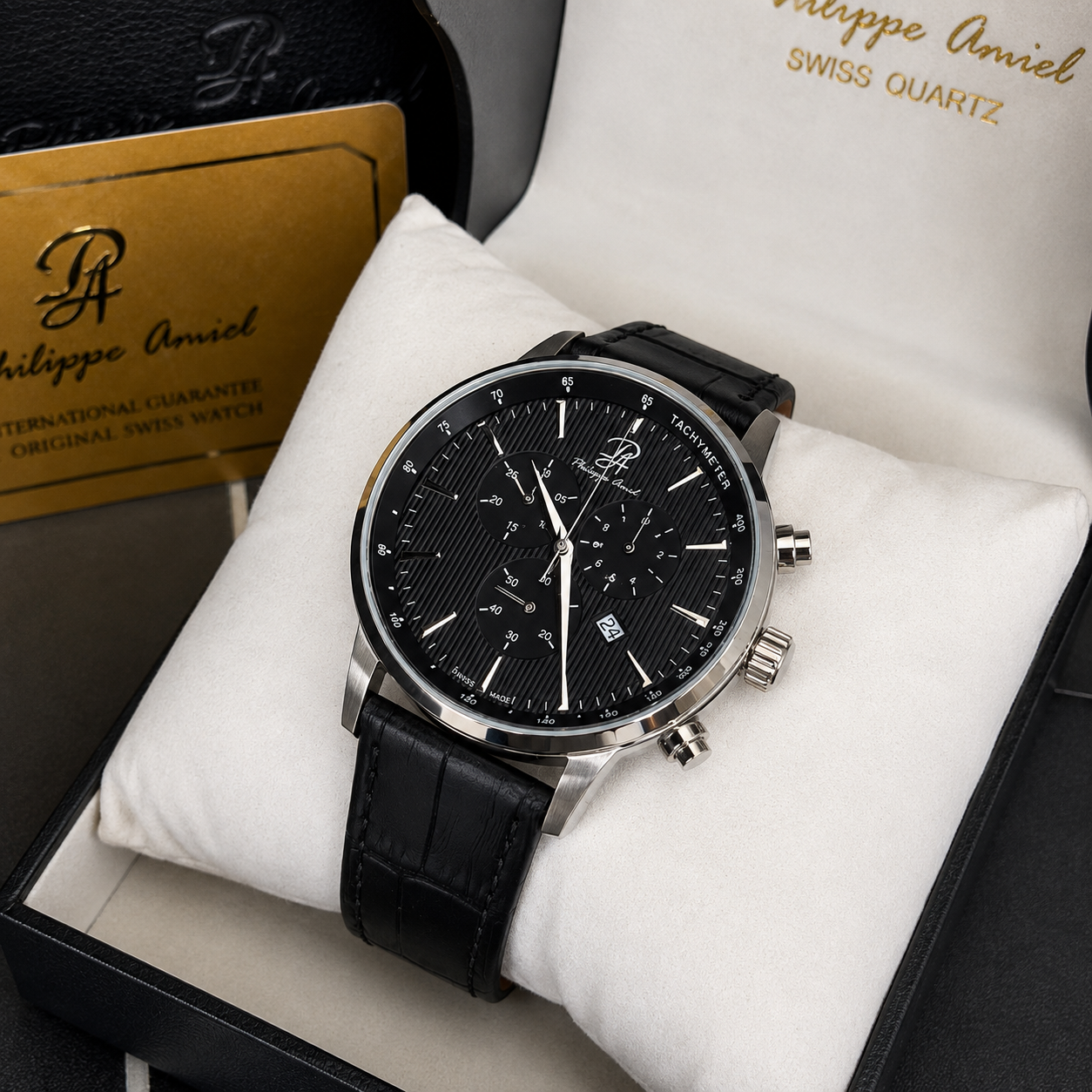 Philippe Amiel P-A0195 Reloj para Hombre Cronógrafo Acero Inoxidable Negro