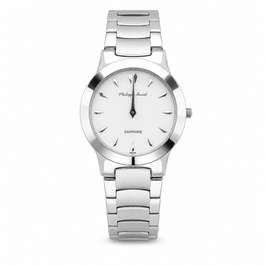 Philippe Amiel M6280 Reloj para Hombre Acero Inoxidable Plateado con Cristal de Zafiro