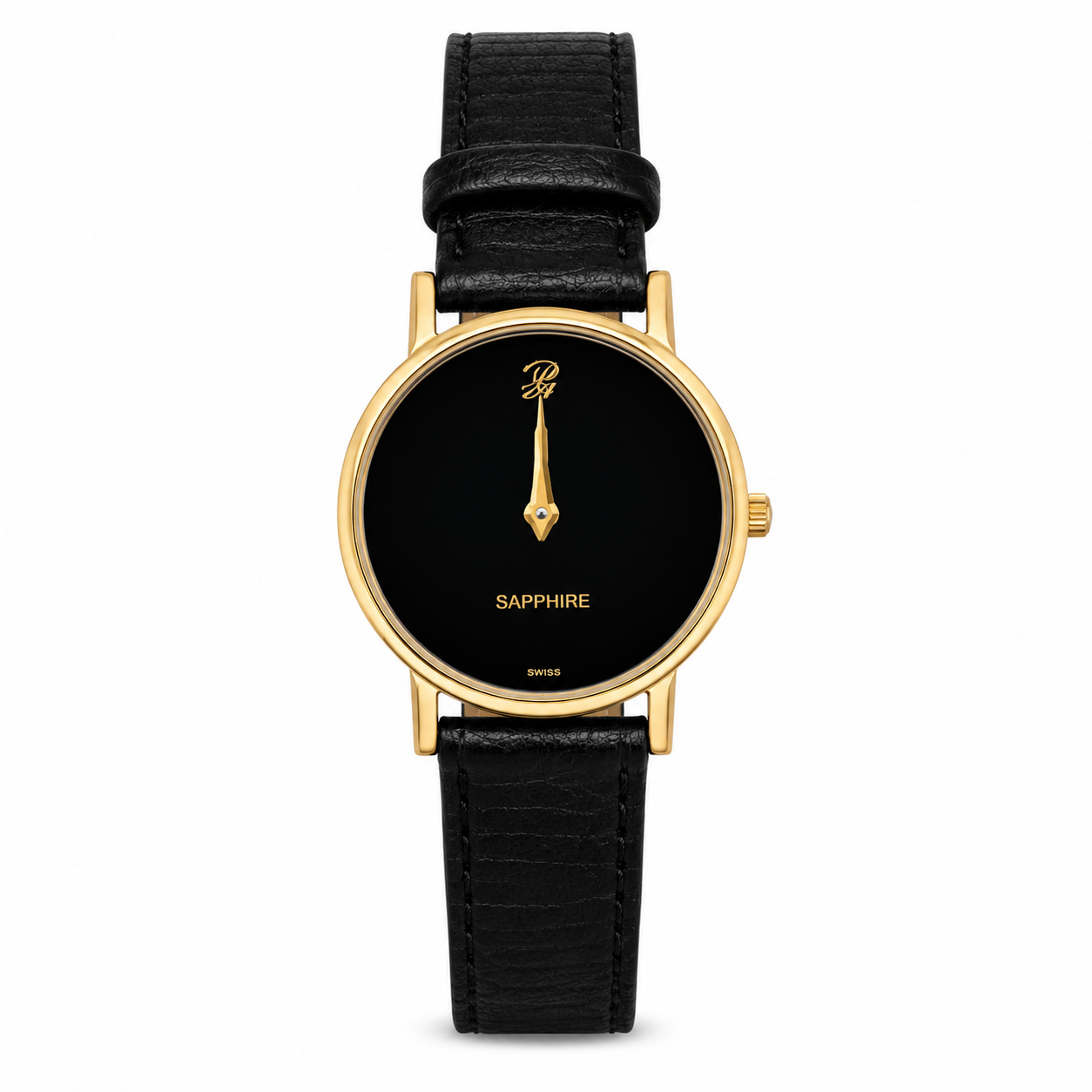 Philippe Amiel F1296 AZ Reloj para Hombre Dorado con Correa de Cuero Negra