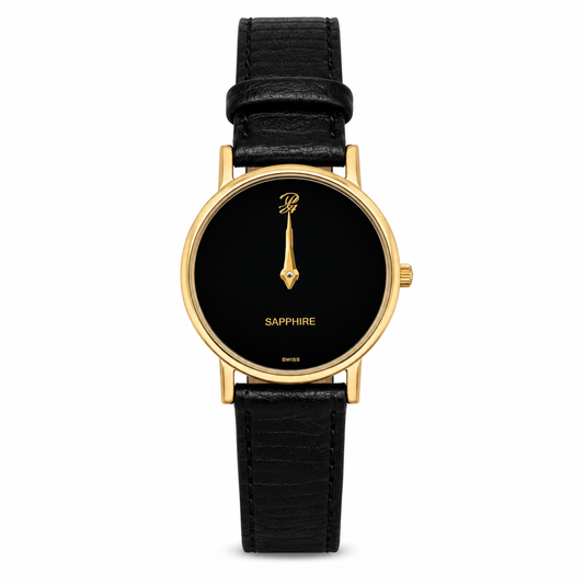 Philippe Amiel F1296 AZ Reloj para Hombre Dorado con Correa de Cuero Negra