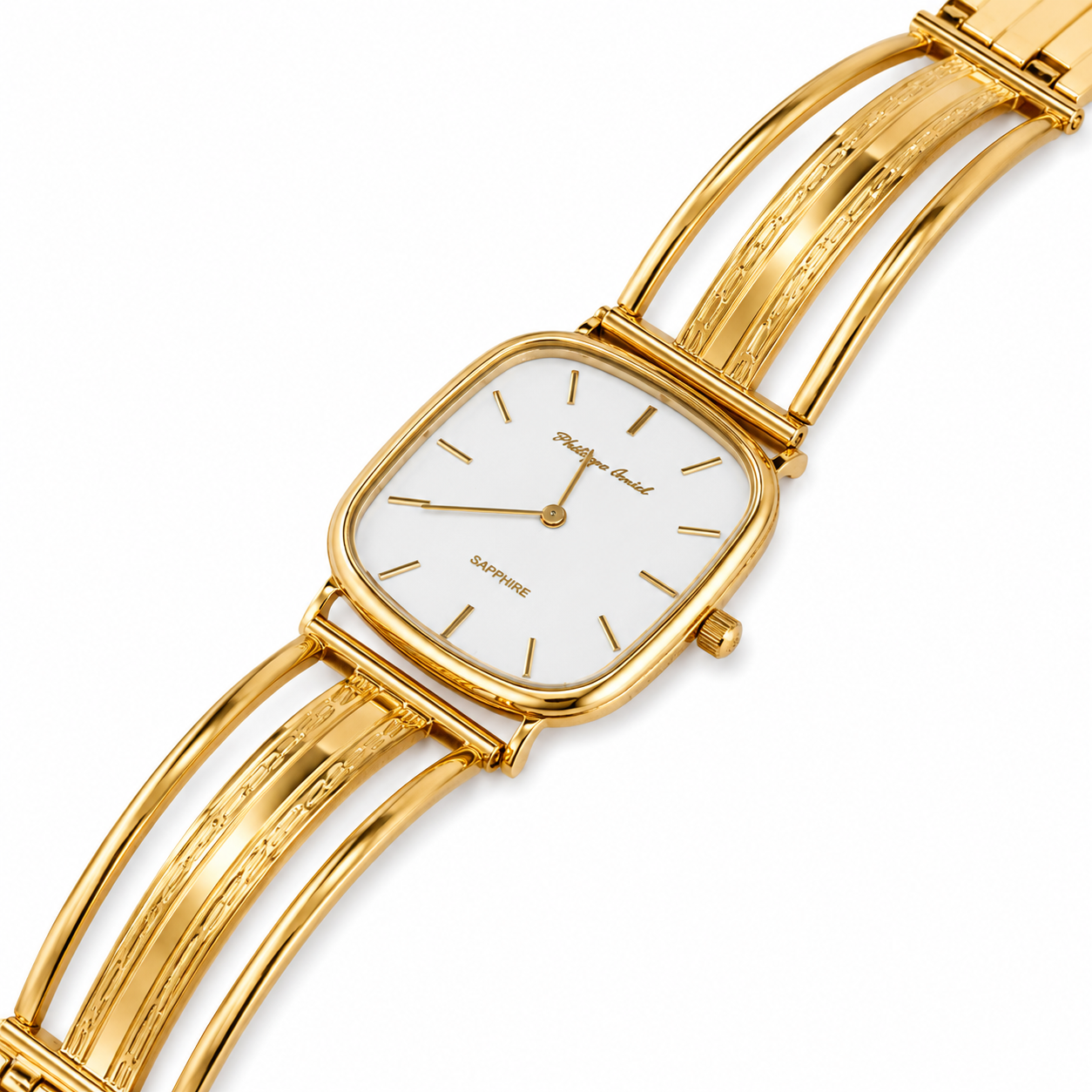 Philippe Amiel M1379 AZ Reloj para Hombre Dorado con Brazalete Bañado en Oro 18K
