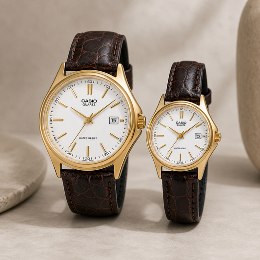 PAREJA DE RELOJES CASIO 1183Q-7A CUERO