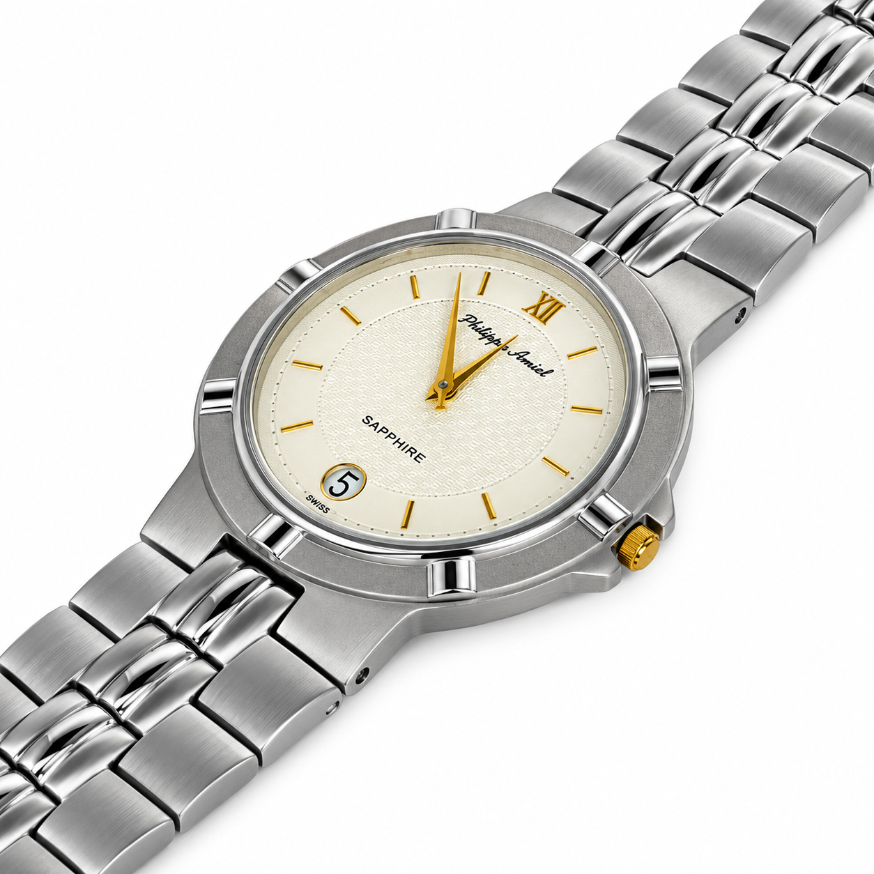 Philippe Amiel M6032 AZ Reloj para Hombre Acero Inoxidable Plateado con Cristal de Zafiro