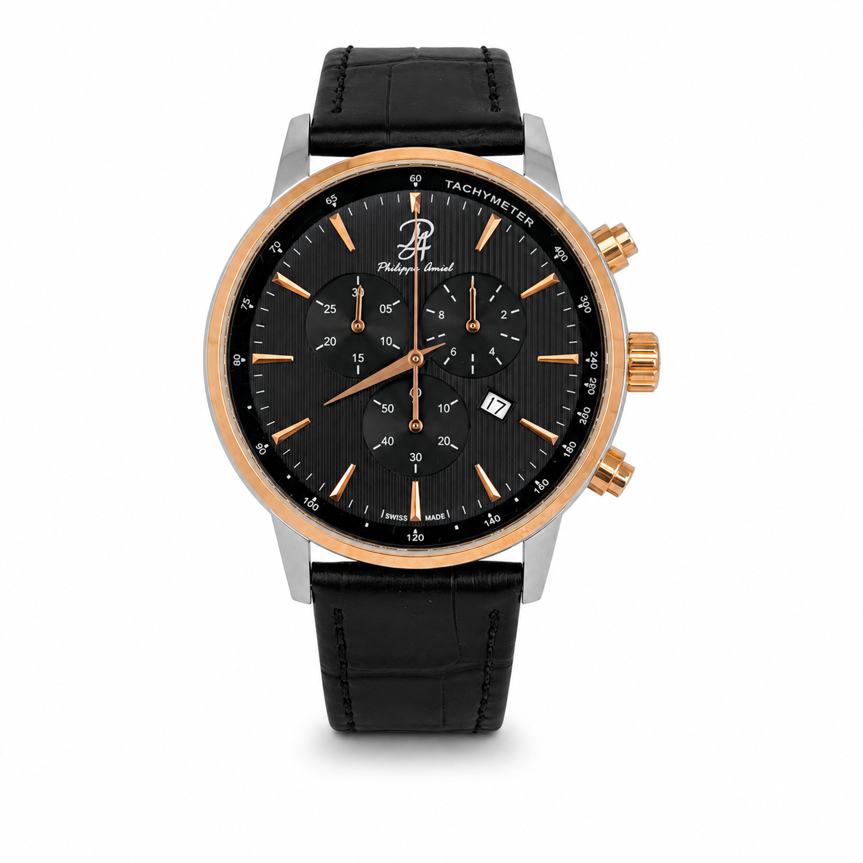 Philippe Amiel P-A0196 Reloj para Hombre Cronógrafo Acero Bicolor Negro