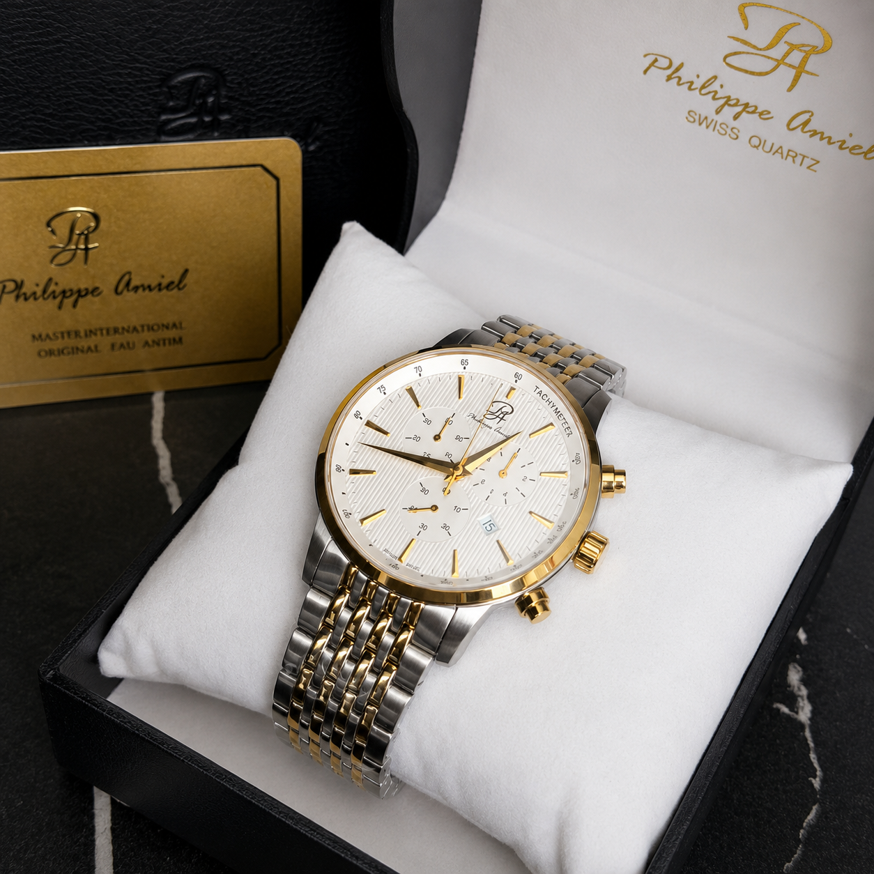 Philippe Amiel PA-0195 Reloj para Hombre Bicolor Acero Inoxidable Dorado