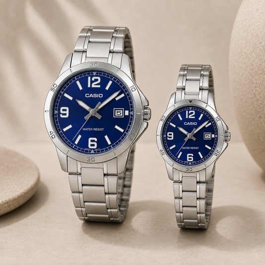 PAREJA DE RELOJES CASIO V004D-2B ACERO