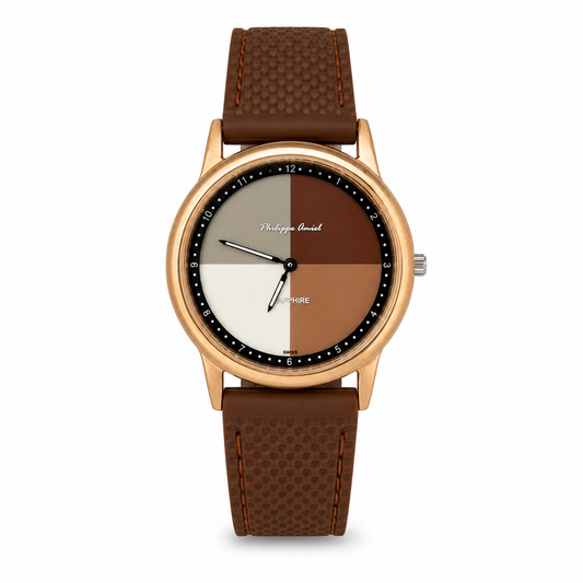 Philippe Amiel M1446 AZ Reloj para Mujer Oro Rosa con Correa Marrón