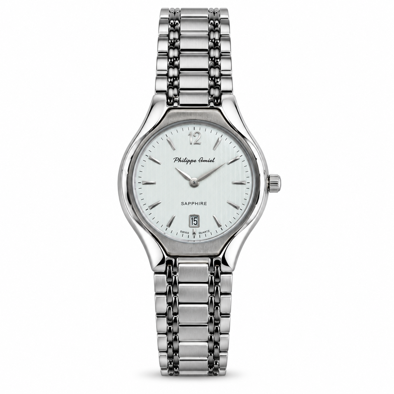 Philippe Amiel F6280 Reloj para Mujer Acero Inoxidable Plateado Esfera Blanca