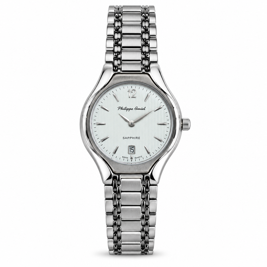 Philippe Amiel F6280 Reloj para Mujer Acero Inoxidable Plateado Esfera Blanca