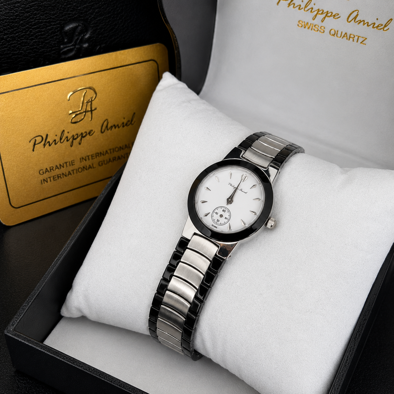 Philippe Amiel F6280 Reloj para Mujer Bicolor Acero Inoxidable Negro y Plateado