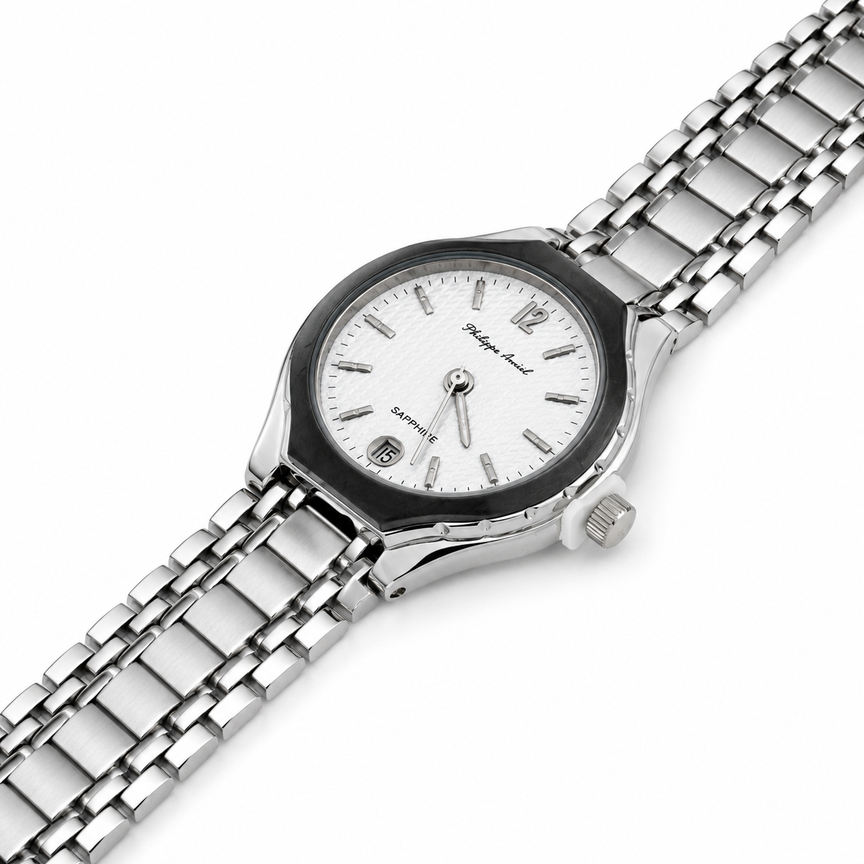 Philippe Amiel F6280 Reloj para Mujer Acero Inoxidable Plateado Esfera Blanca