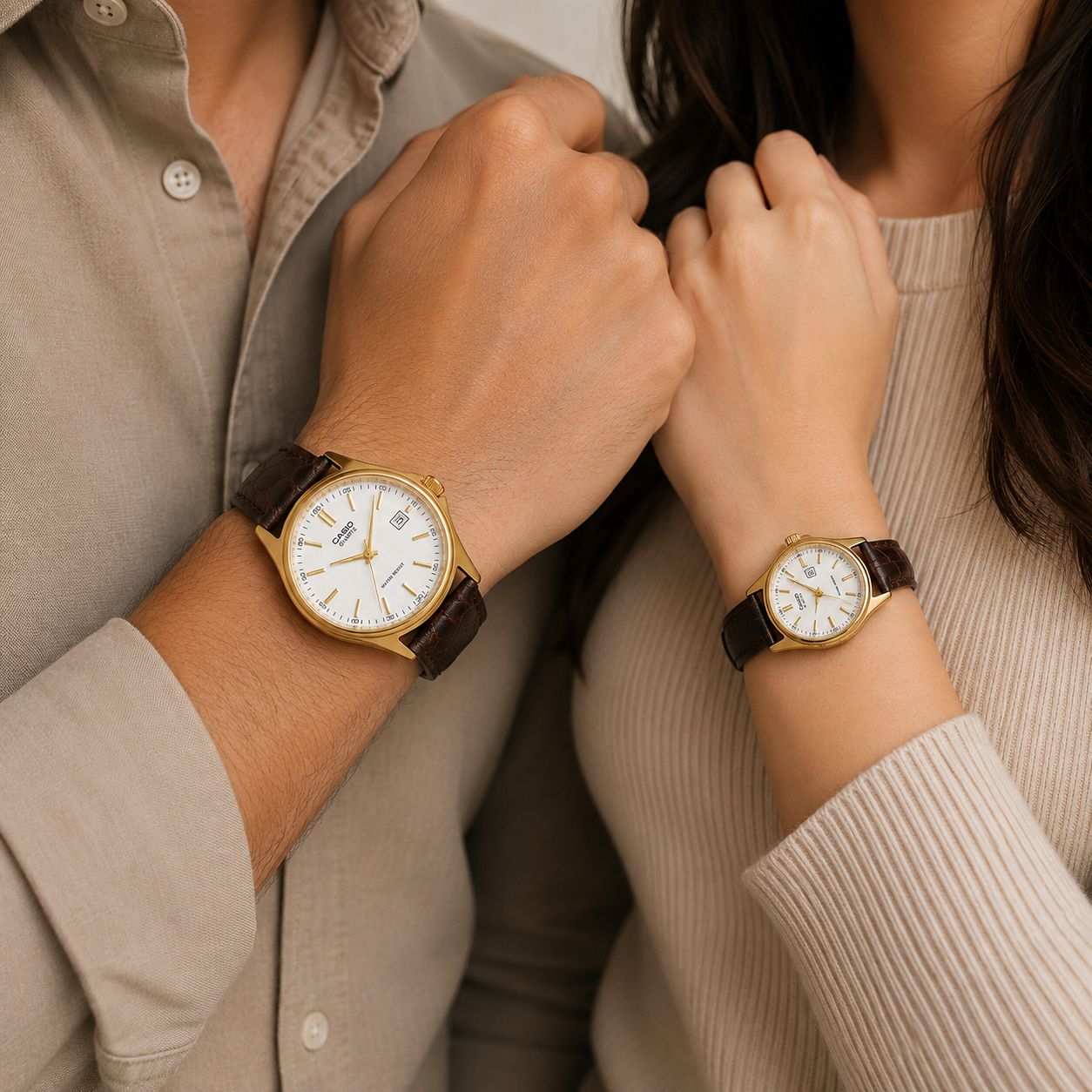 PAREJA DE RELOJES CASIO 1183Q-7A CUERO