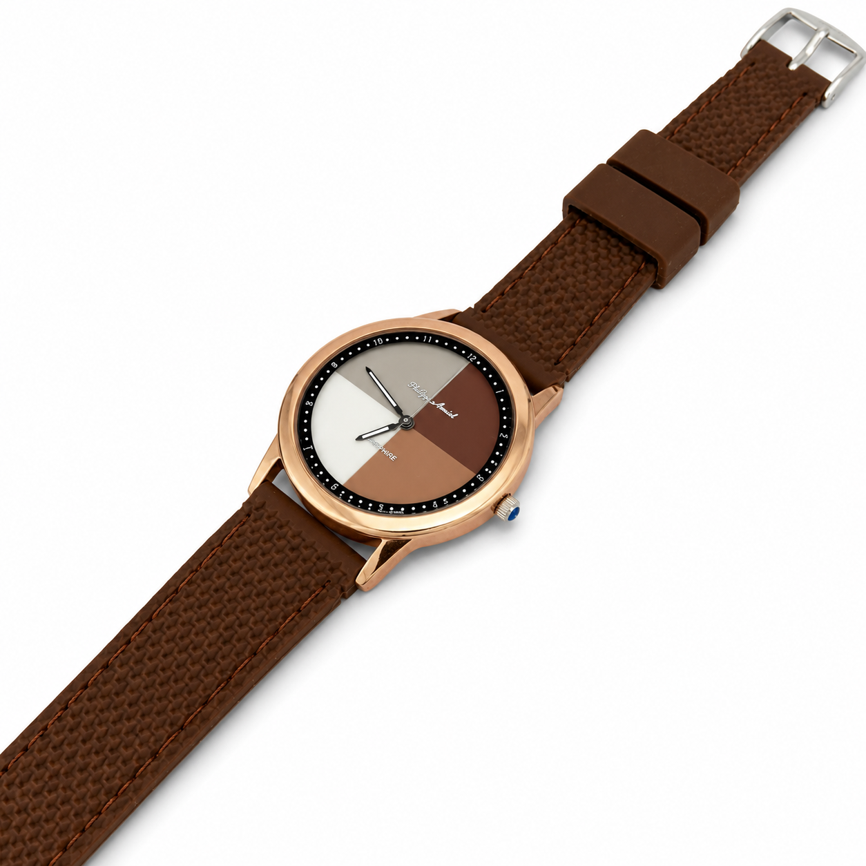 Philippe Amiel M1446 AZ Reloj para Mujer Oro Rosa con Correa Marrón