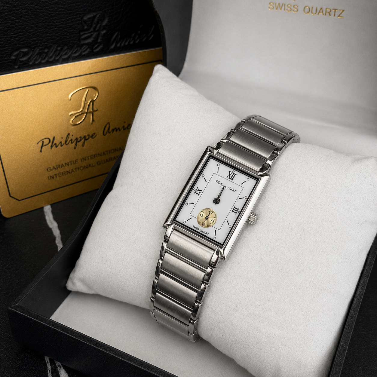 Philippe Amiel M6340 AZ Reloj para Hombre Acero Inoxidable Plateado Rectangular