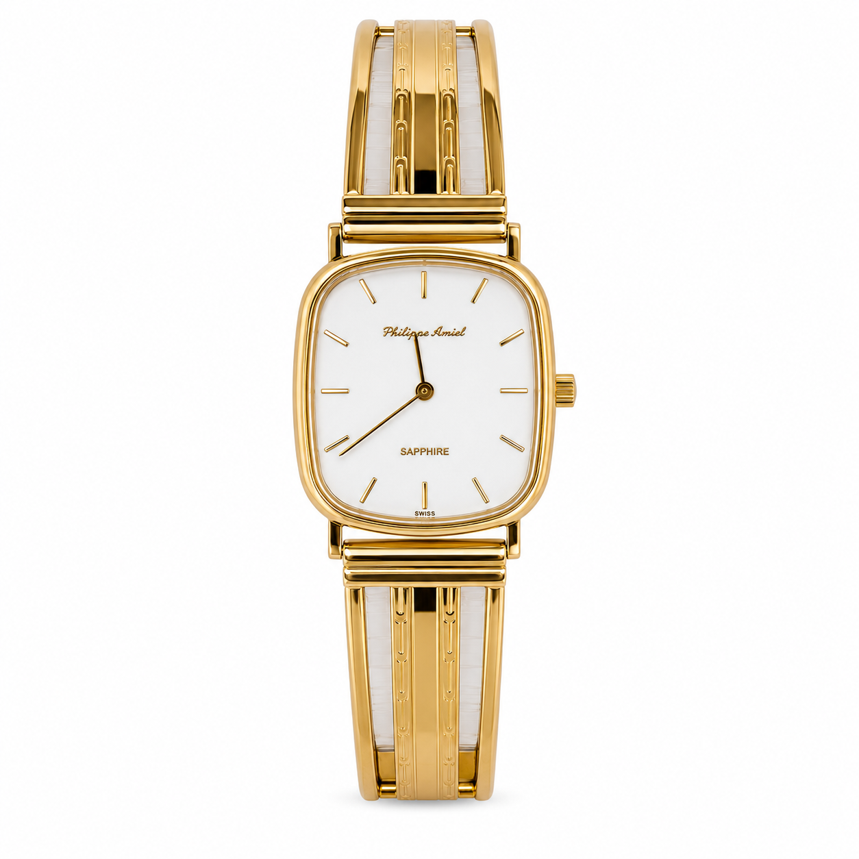 Philippe Amiel M1379 AZ Reloj para Hombre Dorado con Brazalete Bañado en Oro 18K