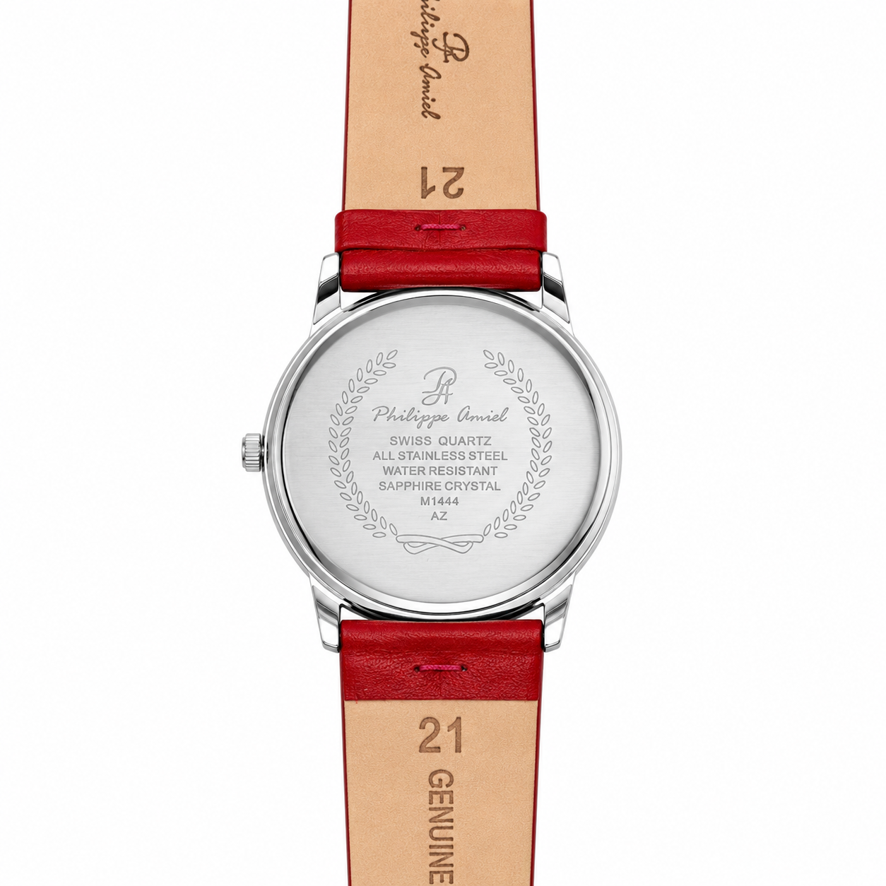 Philippe Amiel M1444 AZ Reloj Unisex Negro y Rojo con Correa de Cuero