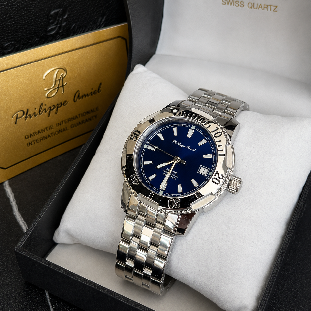 Philippe Amiel M6318 Reloj para Hombre Acero Inoxidable Esfera Azul