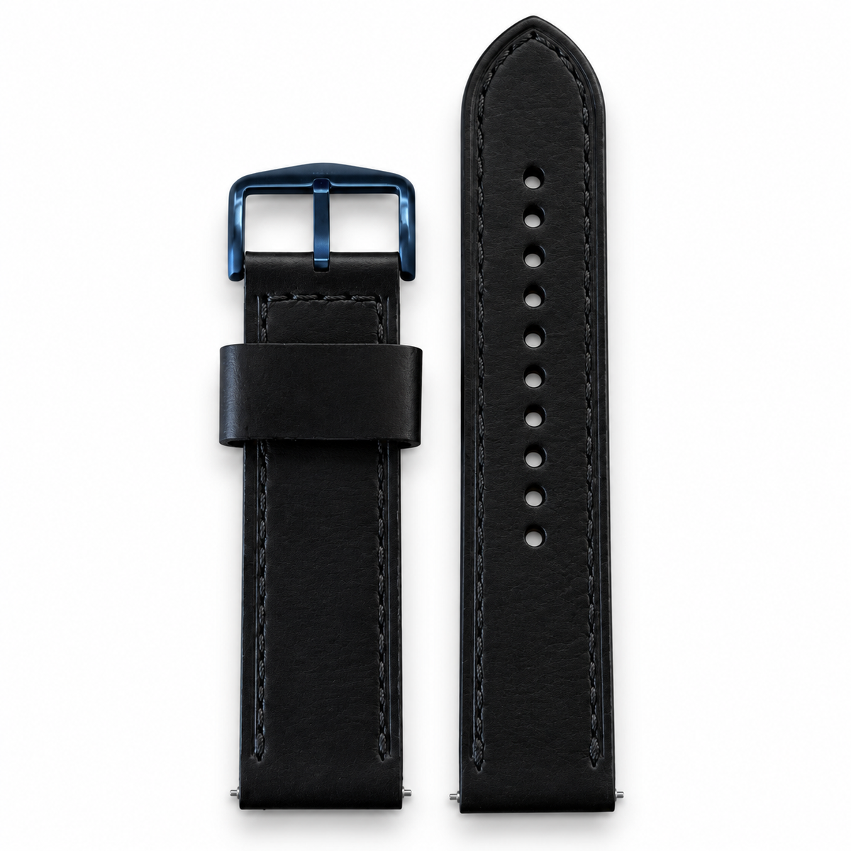 PULSO FOSSIL ORIGINAL 24 MM EN CUERO GENUINO NEGRO HEBILLA AZUL