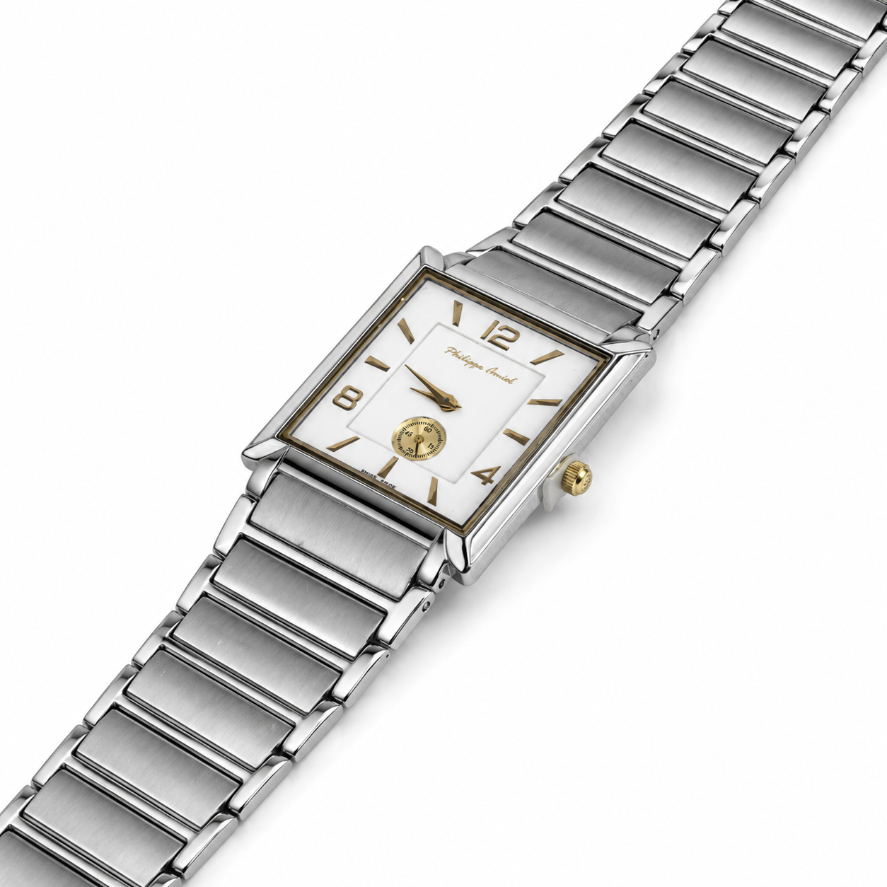 Philippe Amiel Reloj para Hombre Acero Inoxidable Rectangular Plateado