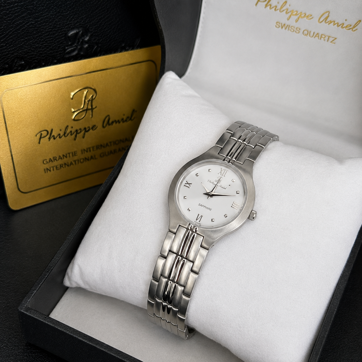 Philippe Amiel F6031 Reloj para Mujer Acero Inoxidable Plateado Esfera Blanca