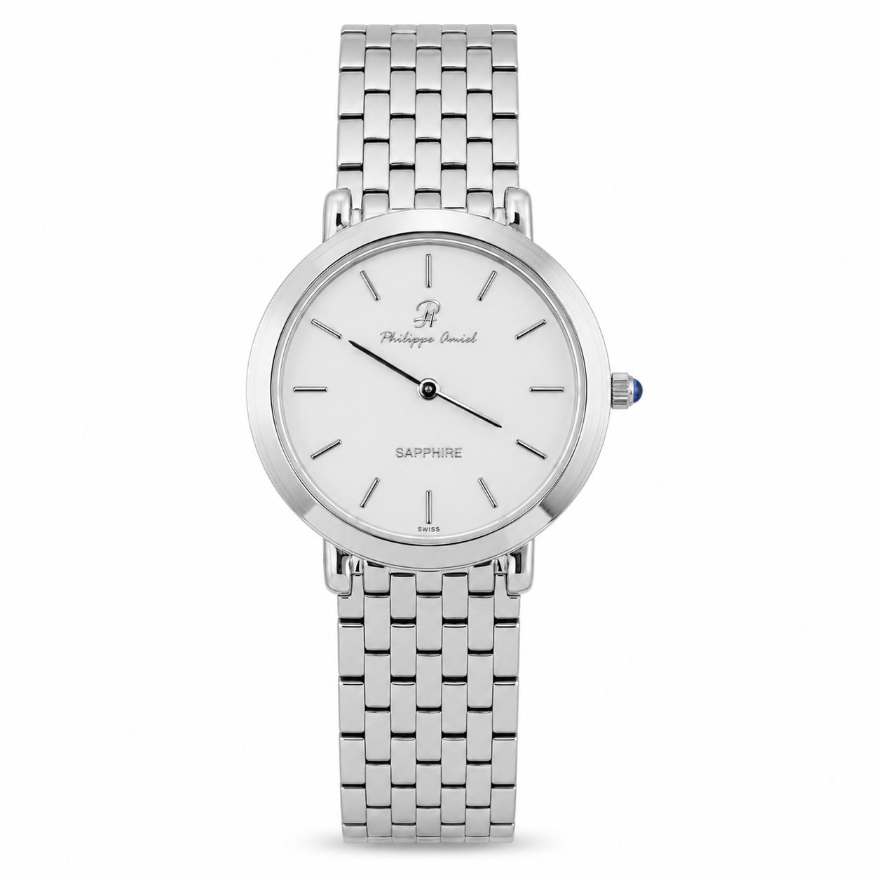 Philippe Amiel F6240 Reloj para Hombre Acero Inoxidable Plateado Esfera Blanca