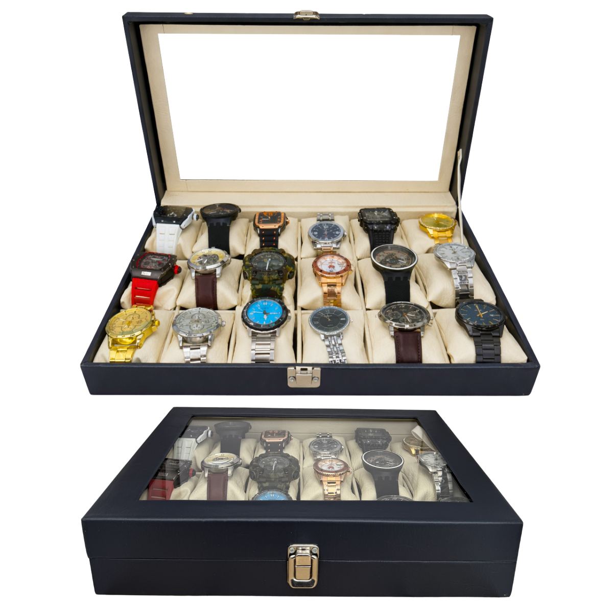 ESTUCHE ORGANIZADOR DE 18 PUESTOS PARA RELOJ