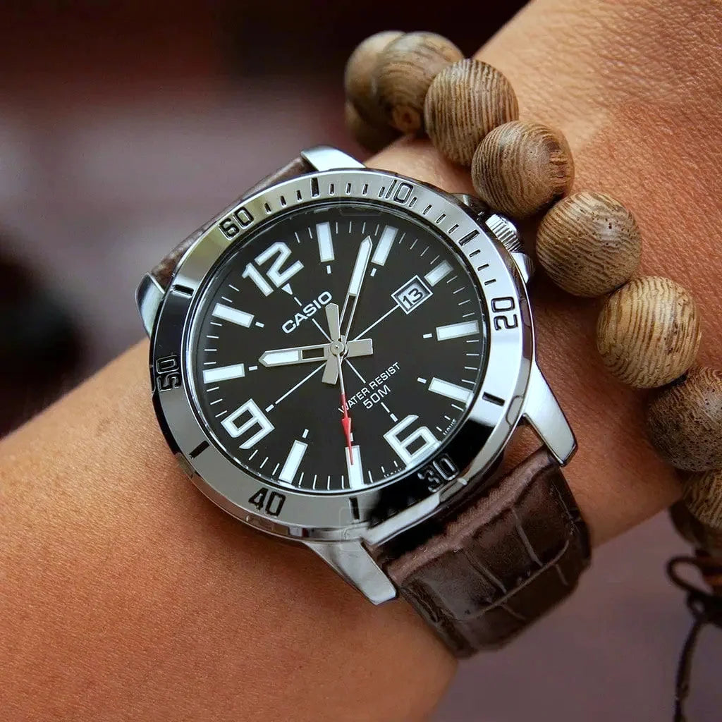 RELOJ CASIO MTP-VD01L-1B CUERO CAFÉ