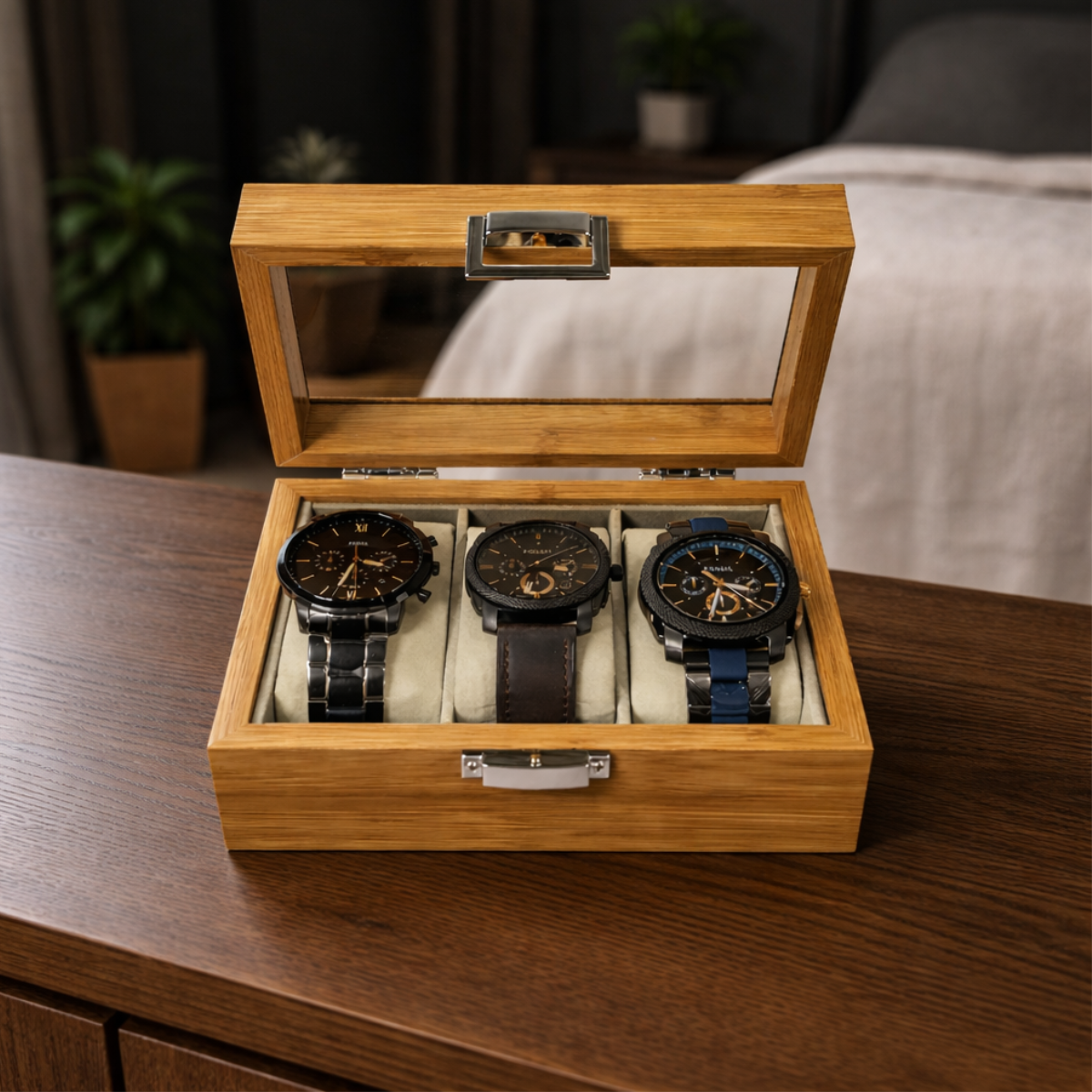 ESTUCHE ORGANIZADOR MADERA 3 PUESTOS