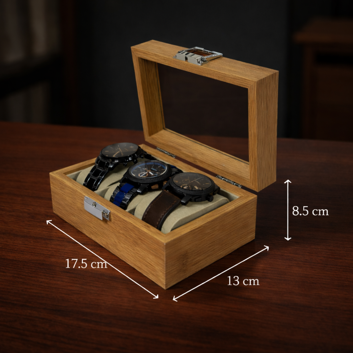 ESTUCHE ORGANIZADOR MADERA 3 PUESTOS