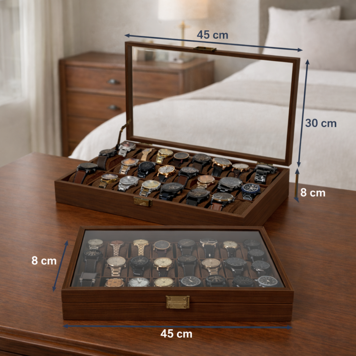 ESTUCHE DE MADERA PREMIUM PARA 24 RELOJES