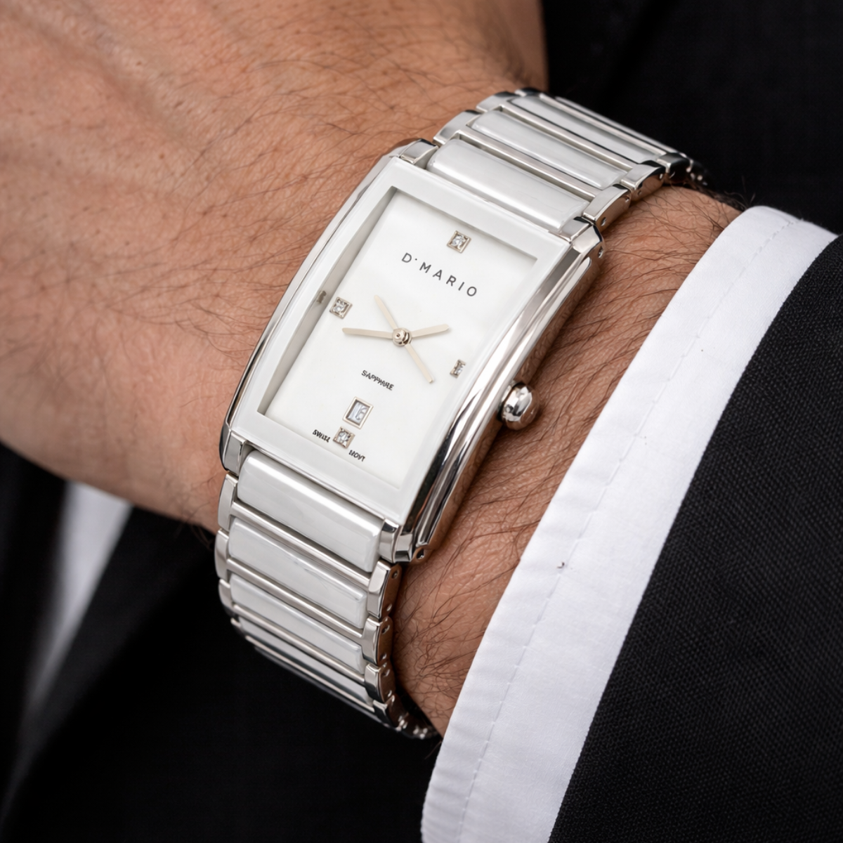RELOJ D'MARIO CS5150G CERAMICA HOMBRE BLANCO