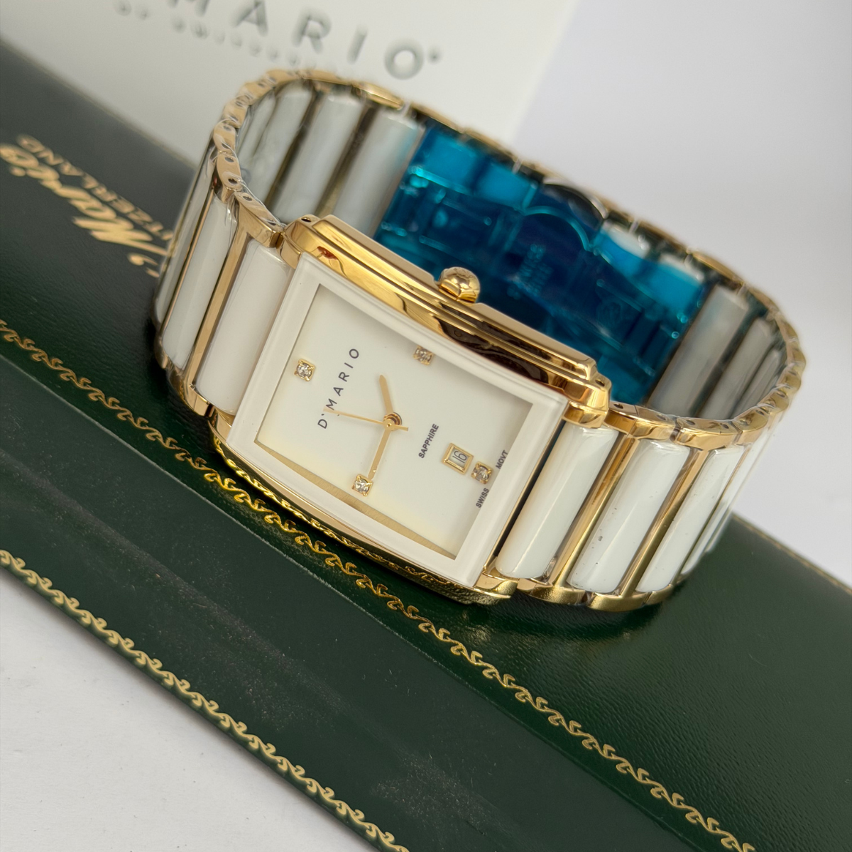 RELOJ D'MARIO CS5150G HOMBRE CERAMICA BLANCO DORADO