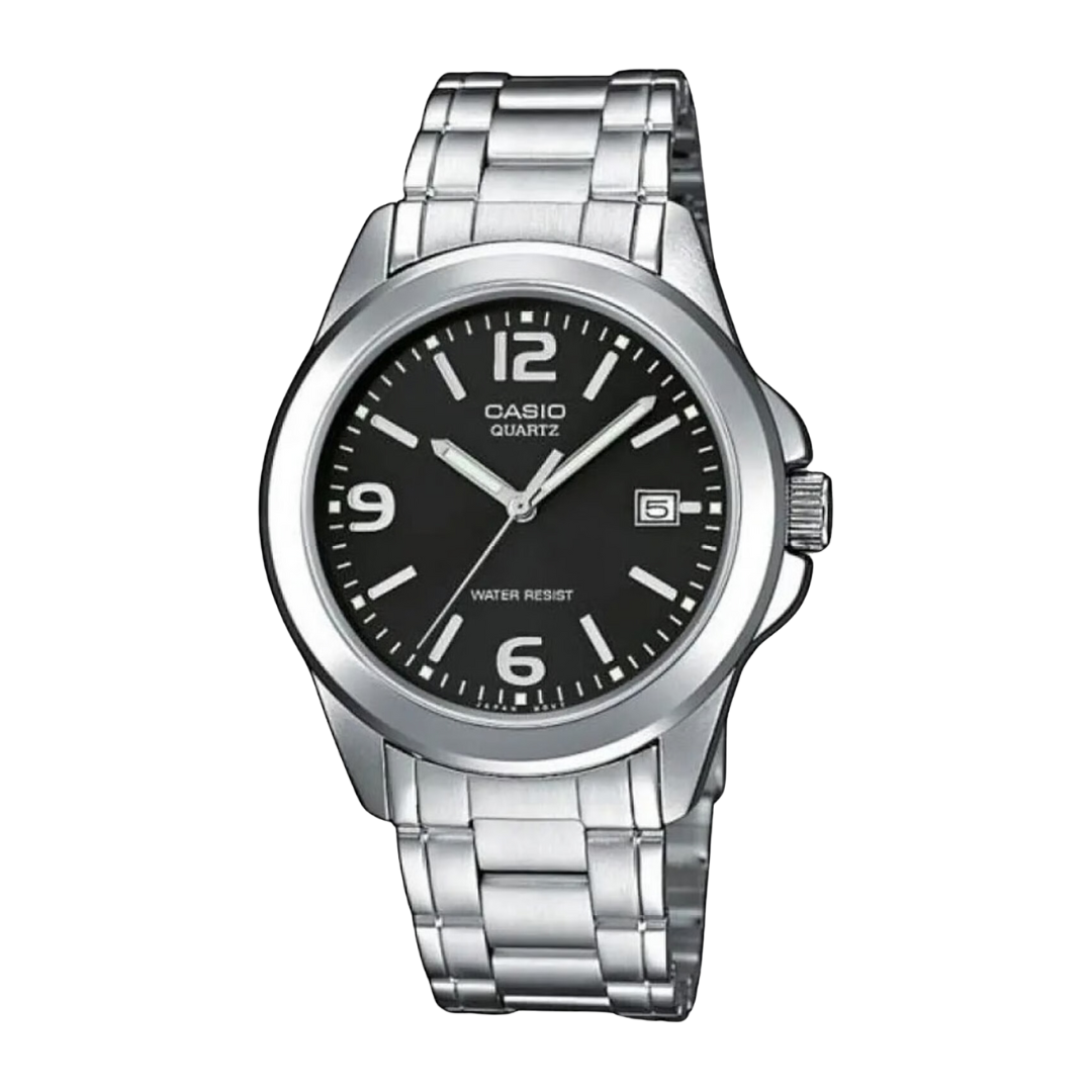 RELOJ CASIO MTP-1215A-1A ACERO TABLERO NEGRO