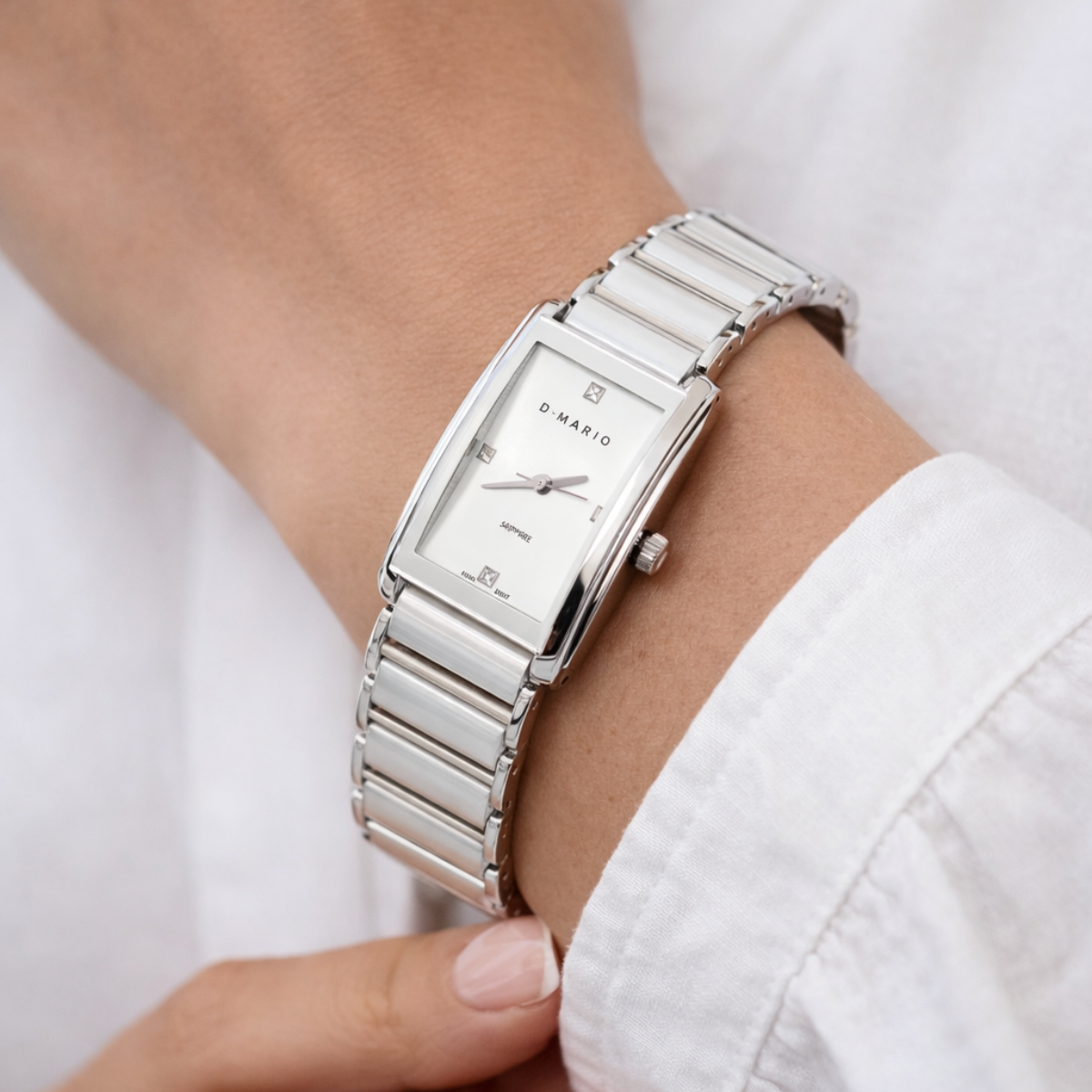 RELOJ D'MARIO CS5150L CERAMICA DAMA BLANCO