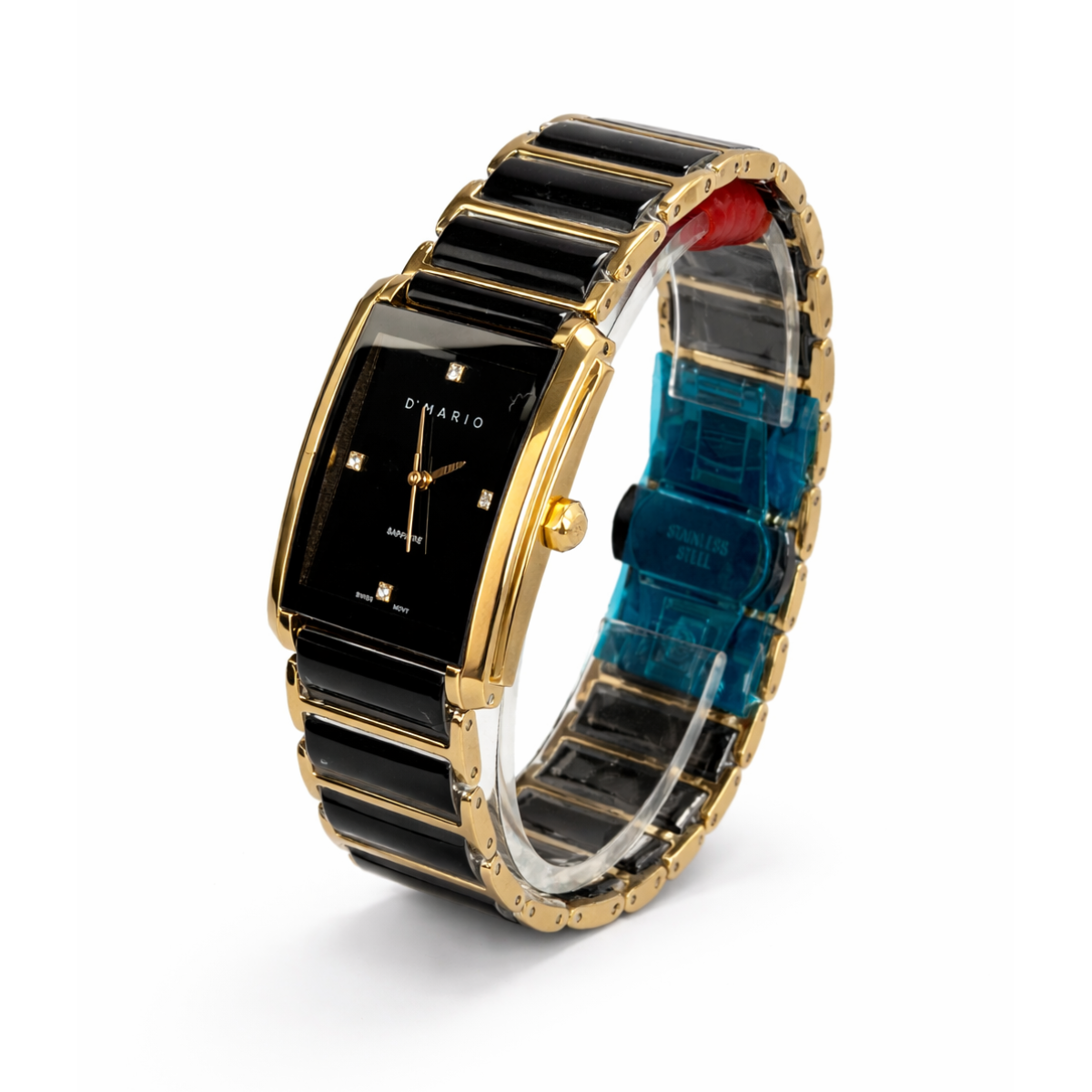 RELOJ D'MARIO CS5150L DAMA CERAMICA NEGRO DORADO